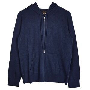 Quince Mongolian Cashmere Full Zip Hoodie True Navy Blue M Women